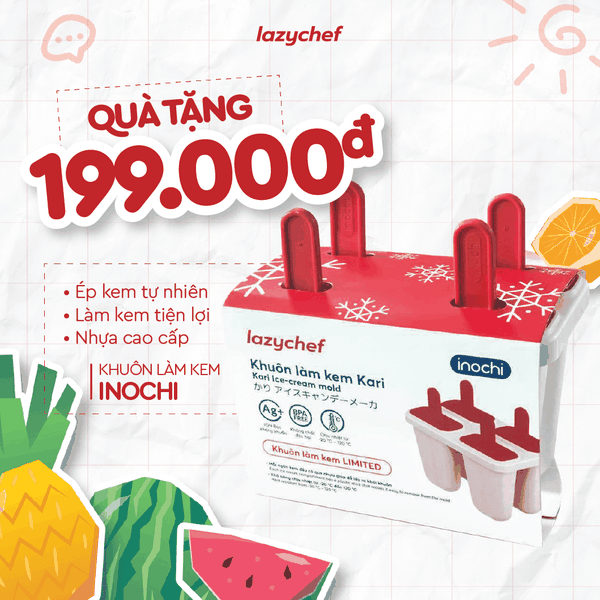 Bộ khuôn làm kem Lazychef x Inochi, sáng tạo công thức kem ngon dinh dưỡng
