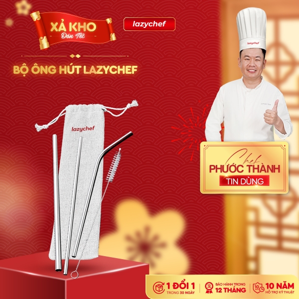 Bộ ống hút inox tái sử dụng, thân thiện với môi trường, an toàn sức khỏe