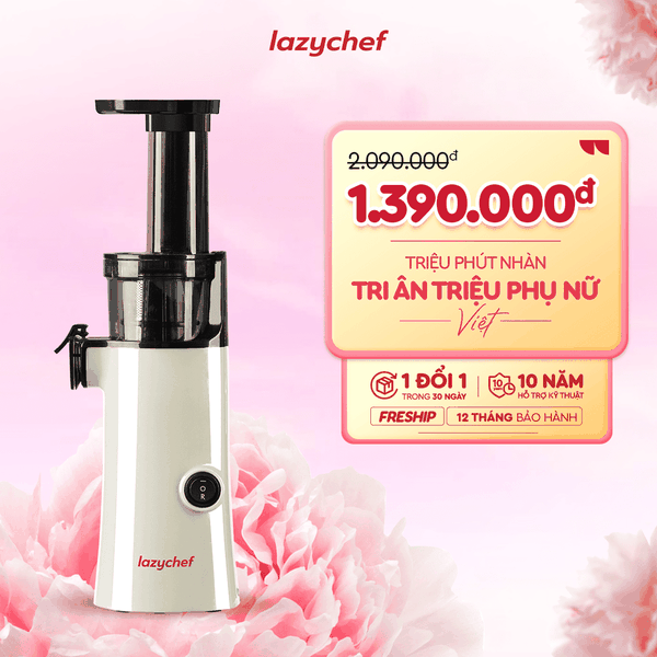 |PHIÊN BẢN MÀU KEM| MÁY ÉP CHẬM BIẾT LÀM KEM 130W LAZYCHEF