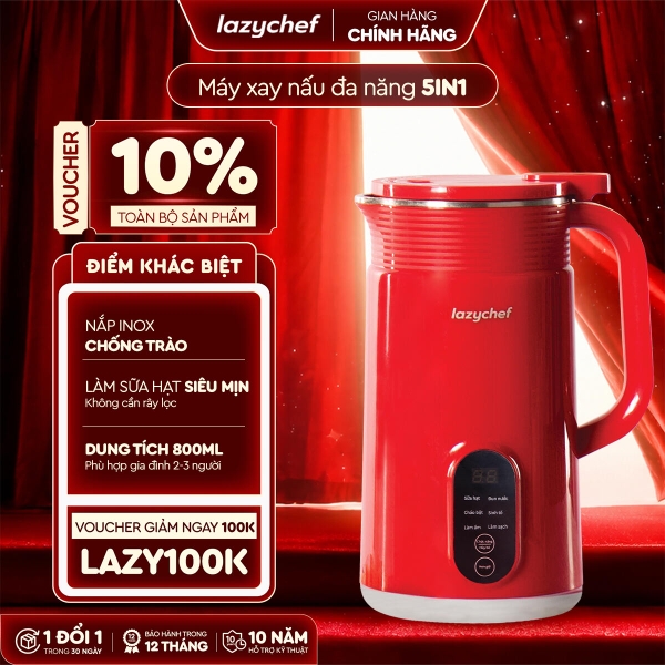 MÁY XAY NẤU ĐA NĂNG 5IN1 LAZYCHEF 2.0 [PHIÊN BẢN NẮP INOX]