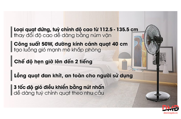Quạt đứng Midea 5 cánh FS40-15Q 50W