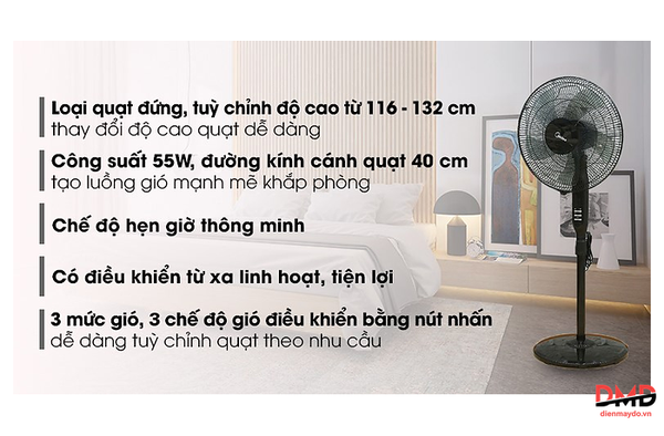 Quạt đứng Midea 5 cánh FS40-15QR 55W