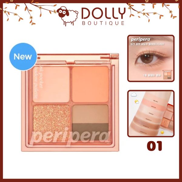 Phấn Mắt 4 Ô Peripera Ink Pocket Shadow Palette 6.4g #01 Fancy Spring Sunshine