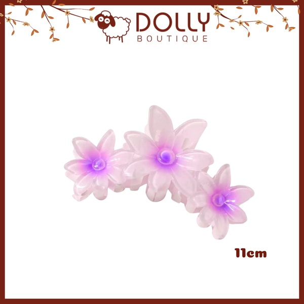 Kẹp Càng Cua Hoa Sứ 3 Bông - Màu Tím - 11cm