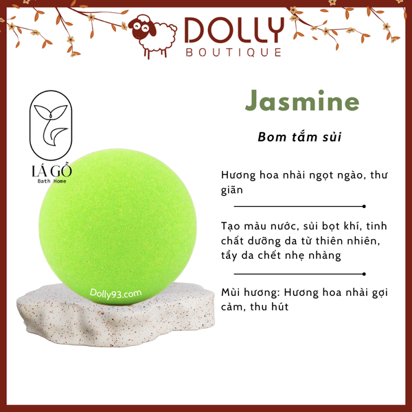 Bom Tắm Sủi Lá Gỗ Bath Home Jasmine Bath Bomb - 120g