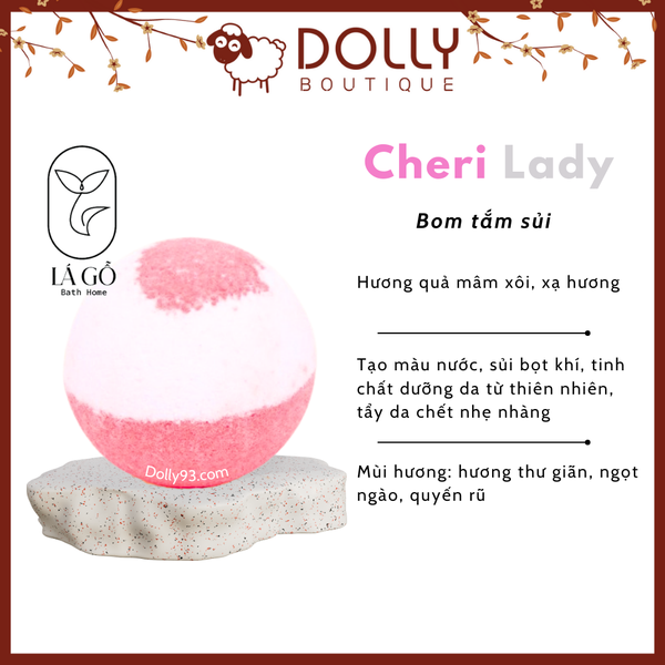 Bom Tắm Sủi Lá Gỗ Bath Home Cheri Lady Bath Bomb - 120g