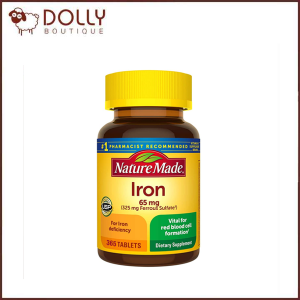 Viên Uống Bổ Sung Sắt Bổ Máu Nature Made Iron 65mg 365 Tablets [ Mẫu Mới ]