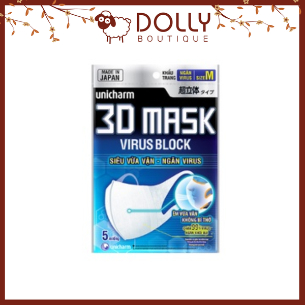 Khẩu Trang Unicharm 3DMask Virus Block size S (5c/túi)