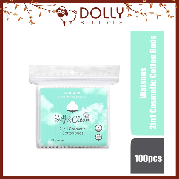 Bông Tăm Watsons Love My Softness Soft & Clean 2in1 Cosmetic Cotton Buds 100 Cây