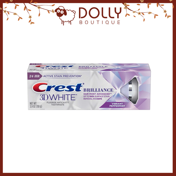 Kem Đánh Răng Trắng Răng Crest 3D White BRILLIANCE hương Vibrant Peppermint 110g