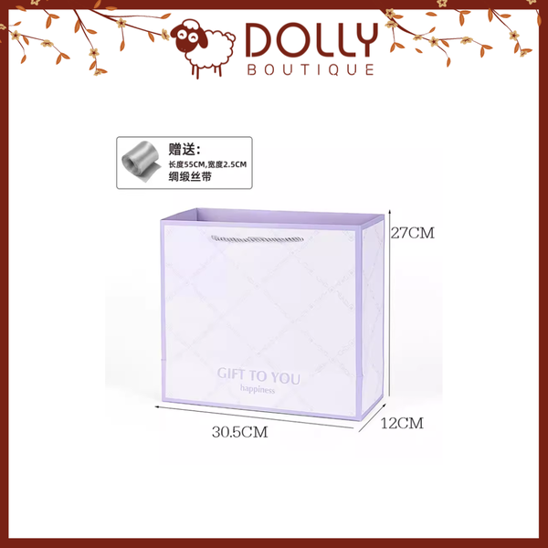 Túi Quà Gift For You Happiness Tím Size Lớn 30.5*27*12 cm