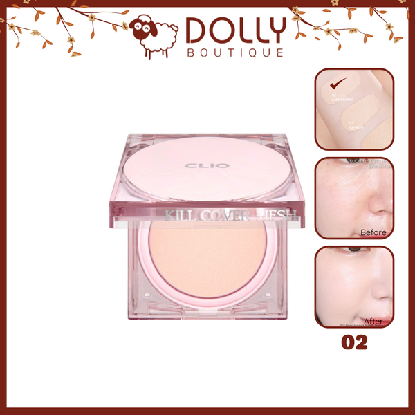 Phấn Nước Clio Kill Cover Mesh Glow Cushion SPF 50+ PA+++ #02 Lingerie (Da Sáng)
