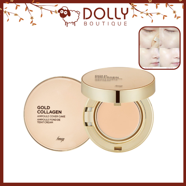 Phấn Nền Siêu Mịn The Face Shop Gold Collagen Ampoule Cover Cake SPF50+ PA+++ - V201 (Da Sáng)