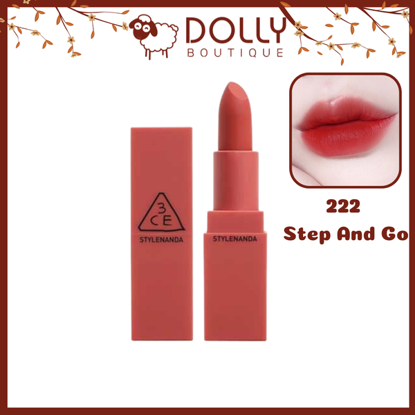 Son thỏi 3CE Stylenanda Lip Color #222 Step And Go (Màu Đỏ Đất) - 3.5g