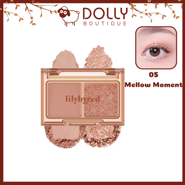 Bảng Phấn Mắt 2 Ô Siêu Xinh, Bền Màu Lilybyred Little Bitty Moment Shadow #05 Mellow Moment - 1,6g