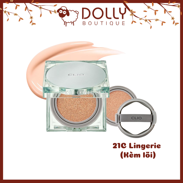 Phấn Nước Clio Kill Cover Skin Fixer Cushion SPF50+ PA+++ #21C Lingerie (Kèm Lõi) 15g x 2