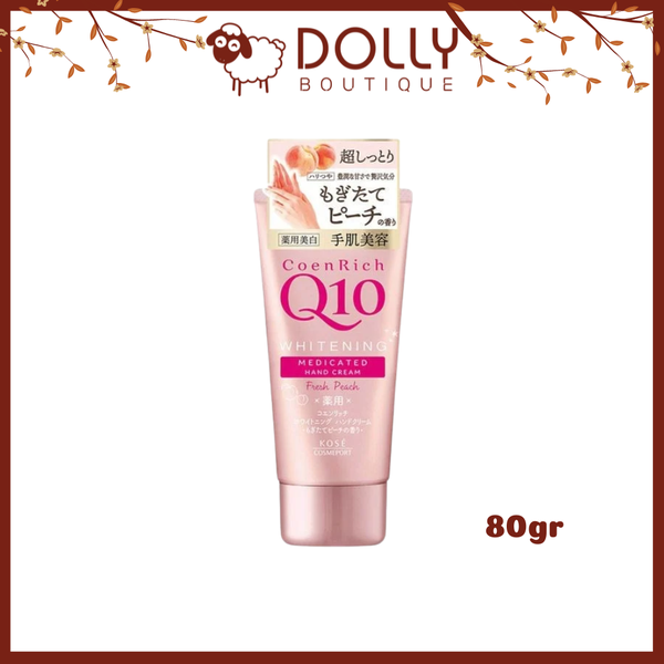 Kem Dưỡng Da Tay Kose CoenRich Q10 Whitening Fresh Peach 80g