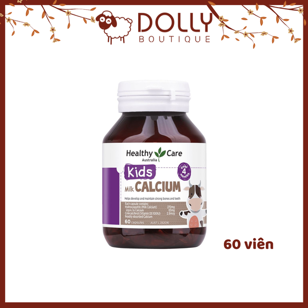 Viên Uống Bổ Sung Canxi, Vitamin D3 Cho Trẻ Nhỏ Healthy Care Kid’s Milk Calcium 60 viên/hộp
