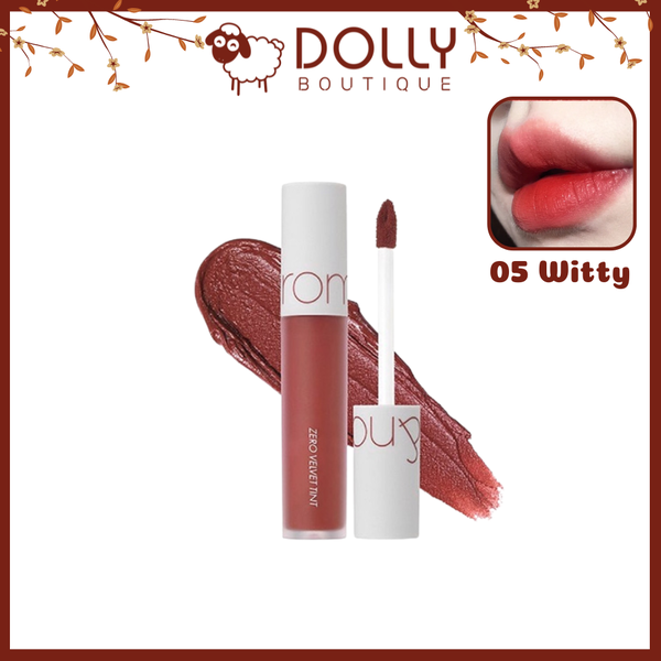 Son Kem Lì Romand Zero Velvet Tint  #05 WITTY ( Màu Đỏ Gạch )