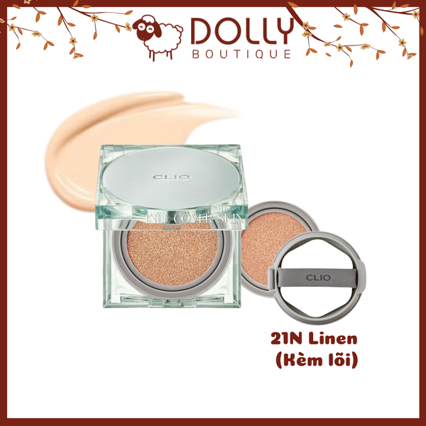 Phấn Nước Clio Kill Cover Skin Fixer Cushion SPF50+ PA+++ #21N Linen (Kèm Lõi) 15g x 2