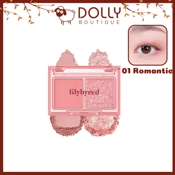 Bảng Phấn Mắt 2 Ô Siêu Xinh, Bền Màu Lilybyred Little Bitty Moment Shadow #01 Romantic - 1.6g