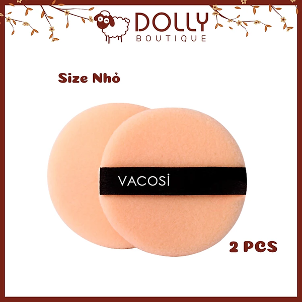 Bông Phấn Khô Tròn Nhỏ Vacosi Small Round Puff (Bịch 2 Cái) - BP01