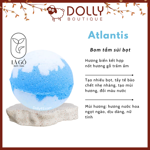 Bom Tắm Tạo Bọt Lá Gỗ Bath Home Bubble Bath Bomb Atlantis 200g