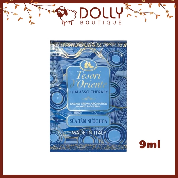 Sữa tắm nước hoa Tesori D'Oriente Thalasso Therapy Bath Cream 9ml, hương tảo biển tươi mát, làm sạch và dưỡng ẩm da.