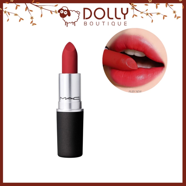 Son Thỏi Lì MAC Powder Kiss Lipstick - Ruby New - Đỏ Thuần