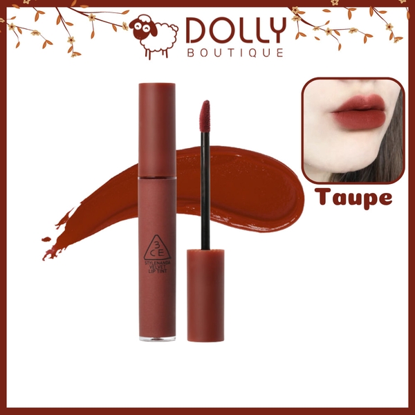 Son Kem Lì 3CE Velvet Lip Tint #Taupe (Màu Đỏ Nâu) - 3.5ml