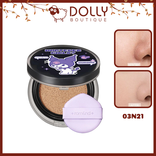 Phấn Nước Romand Kuromi Nu Zero Cushion 03 Natural21 SPF 24, PA++ 15g