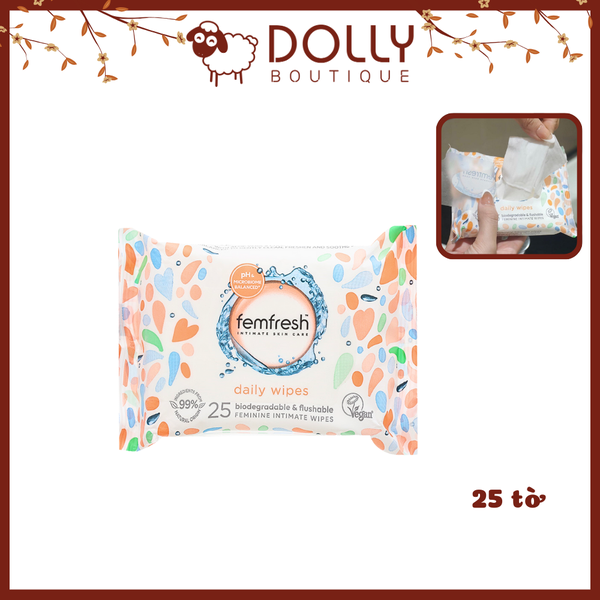 Khăn Uớt Vệ Sinh Vùng Kín Hàng Ngày Femfresh Intimate Skin Care Daily Wipes 25 tờ