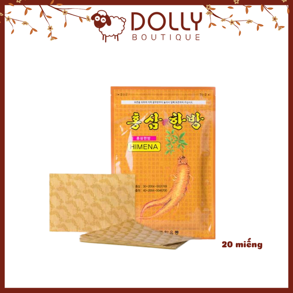 Cao dán hồng sâm vàng Hàn Quốc Hinema 20 miếng