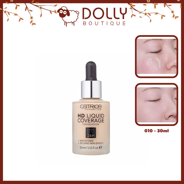 Kem Nền Kiềm Dầu Catrice Hd Liquid Coverage Foundation #010 Light Beige 30ml