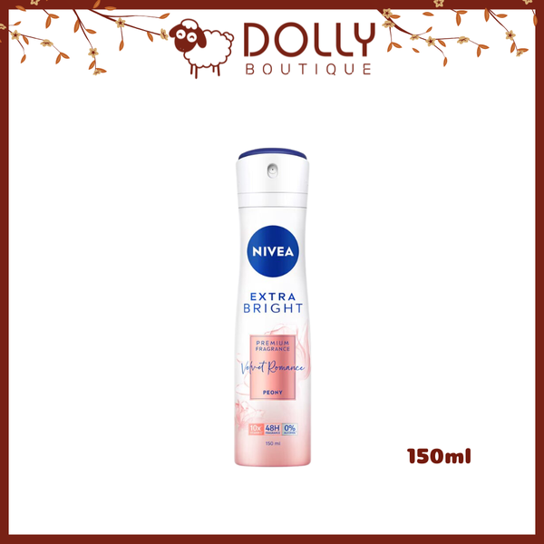 Xịt Khử Mùi Nivea Extra Bright Premium Fragrance - Velvet Romance ( Peony) Hương Hoa Mẫu Đơn - 150ml