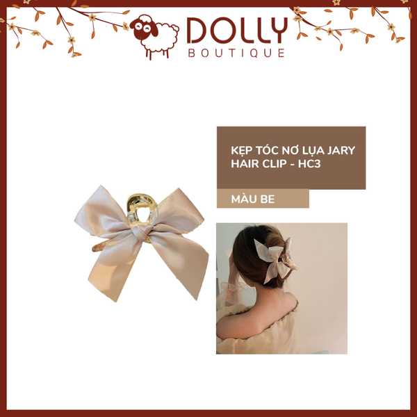 Kẹp Tóc Nơ Lụa Jary HC3 - Kem