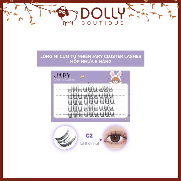Lông Mi Giả Cụm Tự Nhiên Jary Cluster Lashes Hộp Nhựa 5 Hàng C2 Tai Thỏ Nhạt