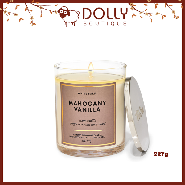 Nến Thơm 1 Bấc Bath & Body Works Mahogany Vanilla Single Wick Candle 227g