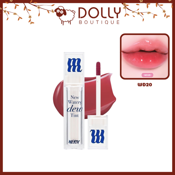 Son tint bóng Merzy The Watery Dew Tint WD20 Misty Wood 4g, màu nâu gỗ trầm, bóng nhẹ, cho môi căng mọng.