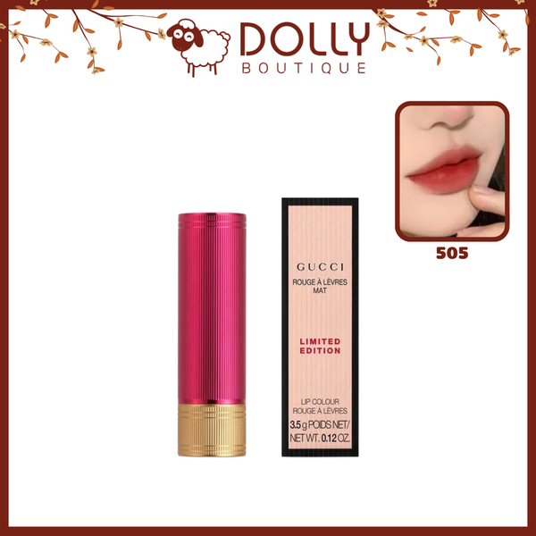 Son Thỏi Gucci Rouge à Lèvres Mat Lipstick Limited Edition 505 Janet Rust (Màu Đỏ Gạch)
