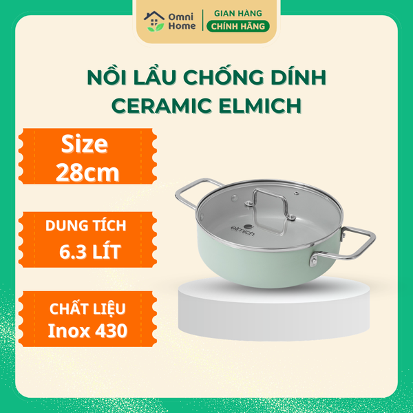 NỒI LẨU CHỐNG DÍNH CERAMIC ELMICH EL5538SK28 28CM