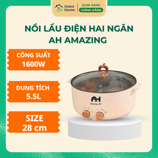 Nồi Lẩu Điện Hai Ngăn AH Amazing 1600W – Dung Tích 5.5L.
