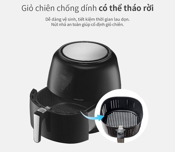 Nồi Chiên Không Dầu Lock&Lock Super Jumbo EJF296BLK 7.2L