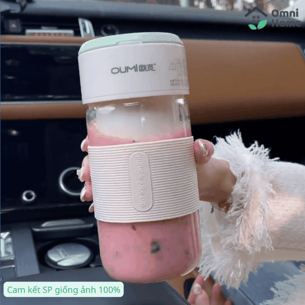 Máy Xay Sinh Tố Thủy Tinh Mini OUMI | Không dây, 700ml, 26 Lưỡi Xay, Sạc USB