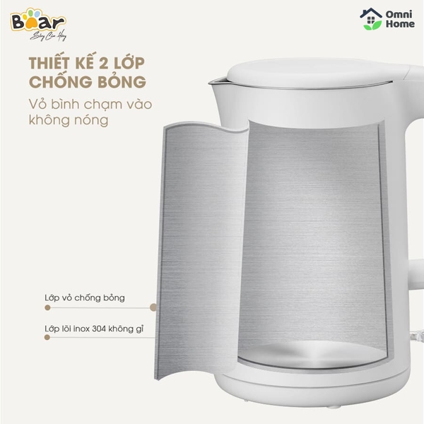 Bình đun nước siêu tốc Bear ZDH-B15T1