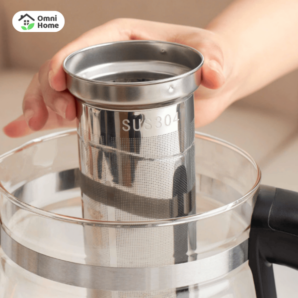 Ấm siêu tốc thuỷ tinh borosilicate kèm lọc trà có điều chỉnh nhiệt độ Kaiyo 1.7L (KEK-062)