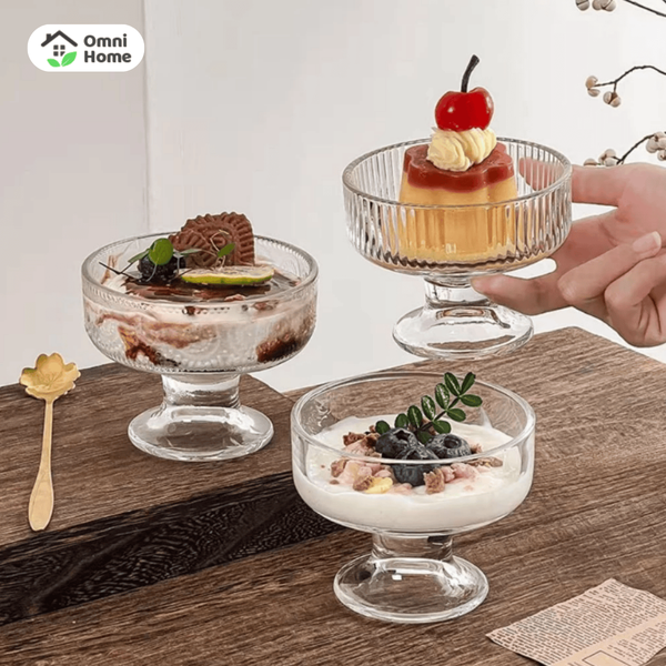 Bát thủy tinh đựng kem có chân