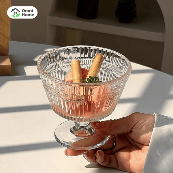 Bát thủy tinh đựng kem có chân