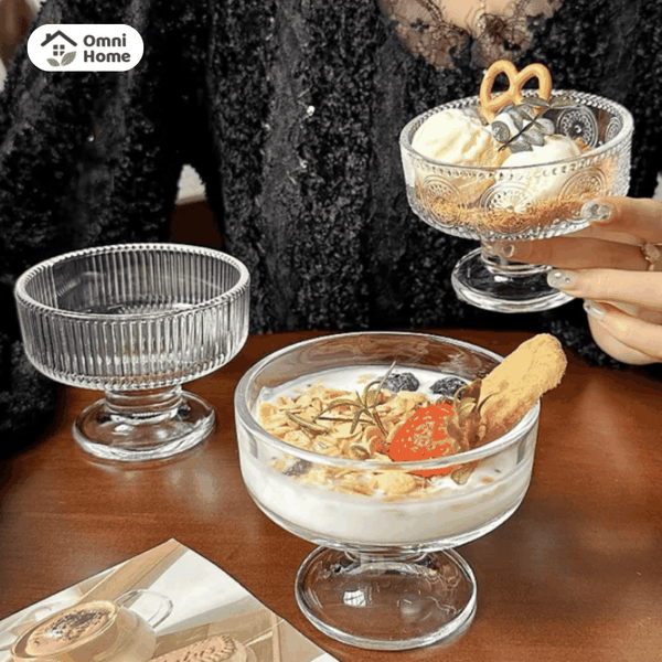 Bát thủy tinh đựng kem có chân
