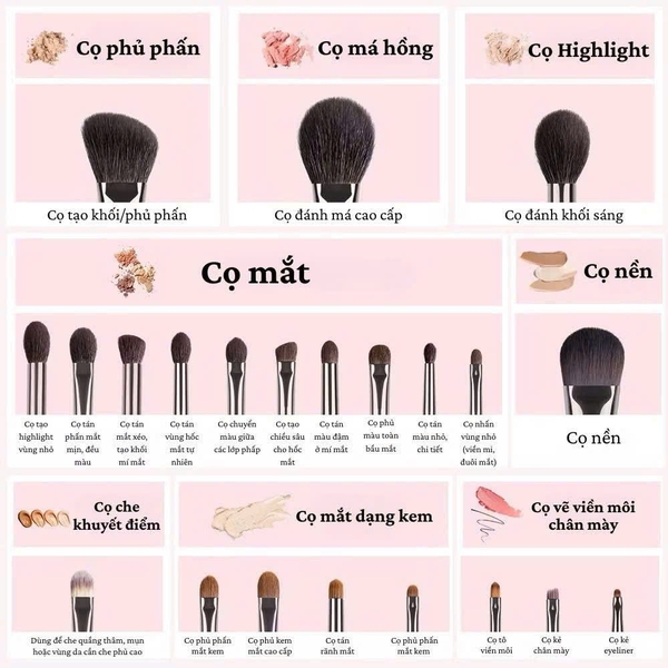 Bộ cọ lông thú 22 cây mềm mịn